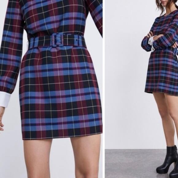 Zara Zara | Dresses | Hecked Dress (Without Belt) size S NWT - Picture 3 of 9